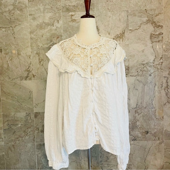 Pilcro Long-Sleeve Eyelet Cutwork Blouse - Picture 2 of 9